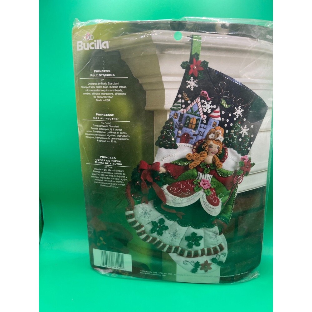 Bucilla PRINCESS FELT Stocking Kit-86140/2008; Tri-lingual instructions